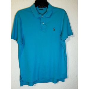 Ralph Lauren Men’s Pima Cotton Polo Medium‎ Teal Blue SOFT